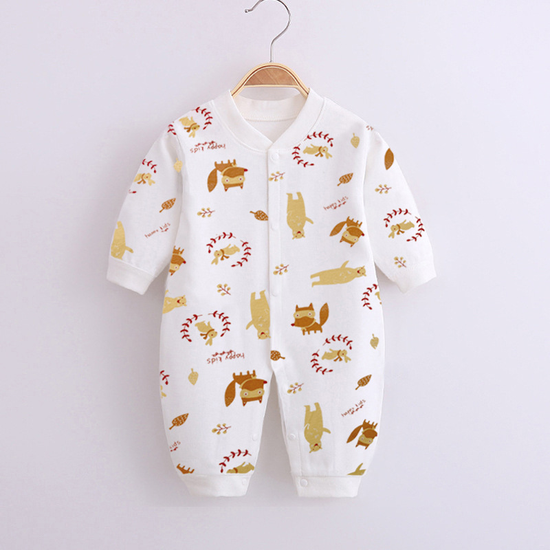 Baby Romper Infant Cotton Long Sleeves Cute Printing Breathable Jumpsuit For 0-1 Years Old Boys Girls Little animal 3-6M 66cm