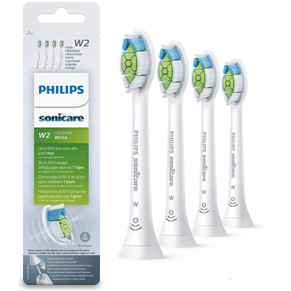 Toothbrush Head For Philips Sonicare W2 Plaque Control Deep Cleaning Replacement Brush Head Hx6063/64 (w2) white 4 pack