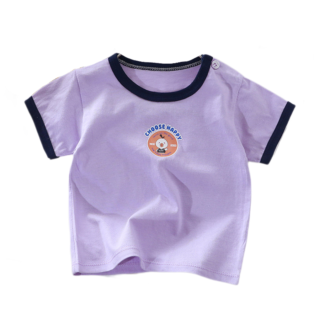 Kids Short Sleeves T-shirt Fashion Cute Printing Round Neck Breathable Tops For 1-6 Years Old Boys Girls A12 2-3Y 100cm