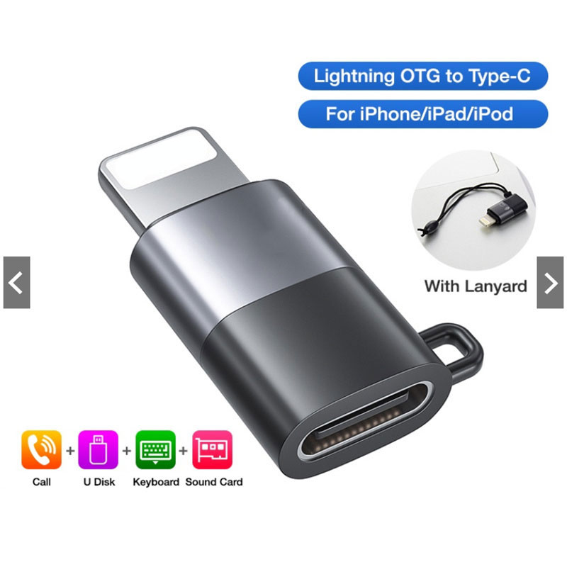 Charging Data Synchronization OTG Adapter Wireless Microphone Converter Compatible For Ios Type-c silver black