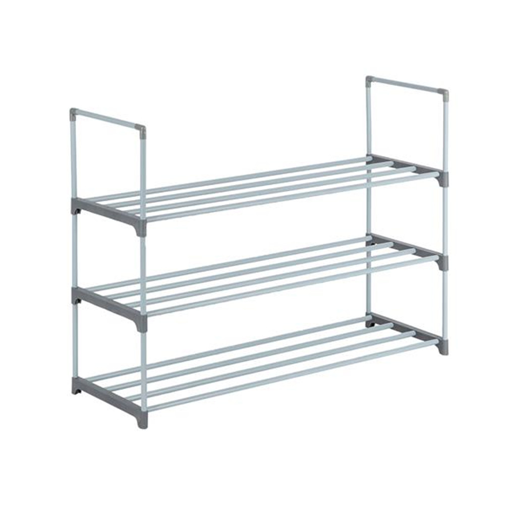 US Houseware 3 Tier Stackable Shoes  Rack Storage Shelf For Home Hotel gray