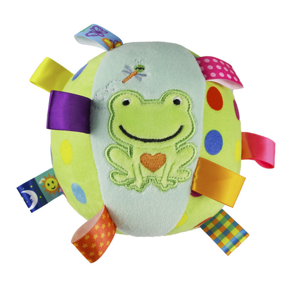 Dog Squeaky Toys Soft Comfortable Cute Plush Rattle Bell Ball Stress Relief Interactive Props Pets Supplies frog 15cm