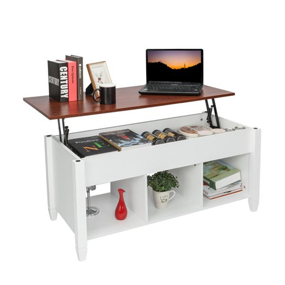 US Coffee Table Lift Top Wood Home Living Room Lift Top Storage Coffee Table Hidden Compartment Lift Tabletop Furniture white