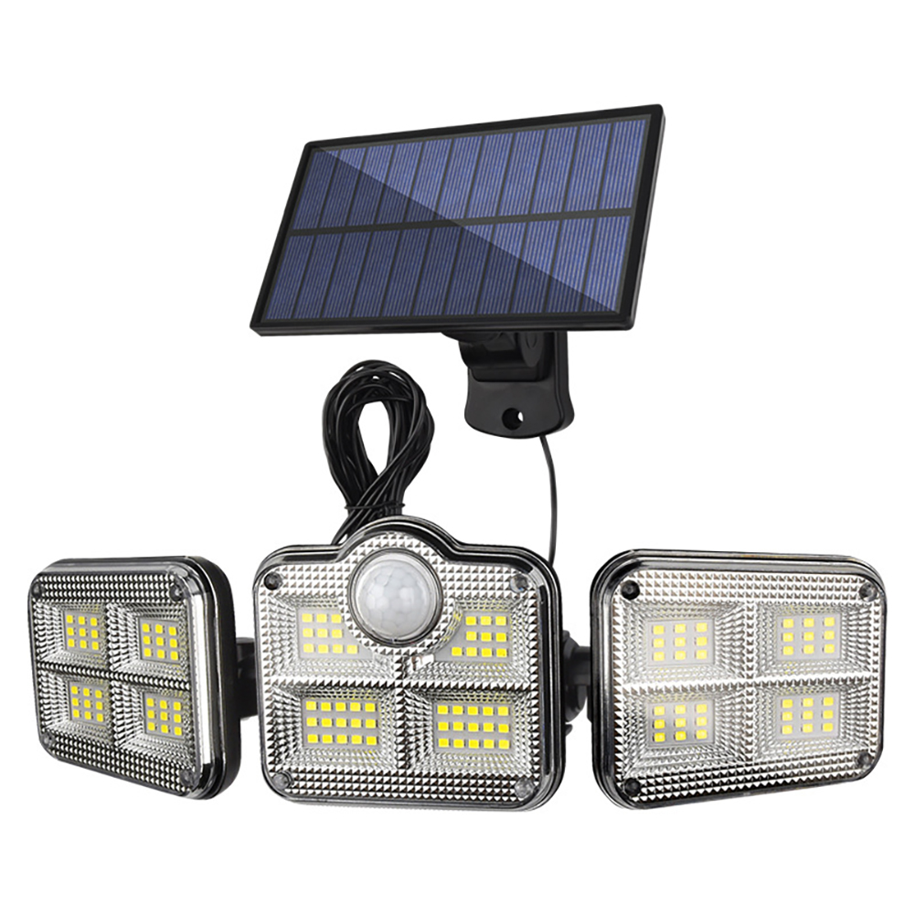 Solar LED Wall Lights, 2500 Lumens, IP65 Waterproof, High Brightness, No Light Decay LED Solar Outdoor Sunlight Lamp For Home, Garden, Porch Three head split 122LED