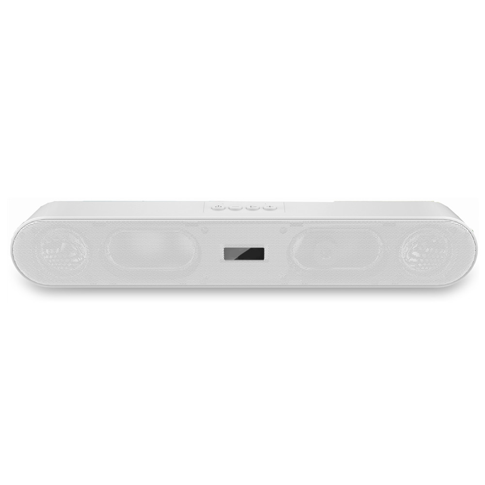 Soundbar with Mic AUX FM USB Micro SD Subwoofer Bluetooth Speaker for Mobile Phone Laptop white