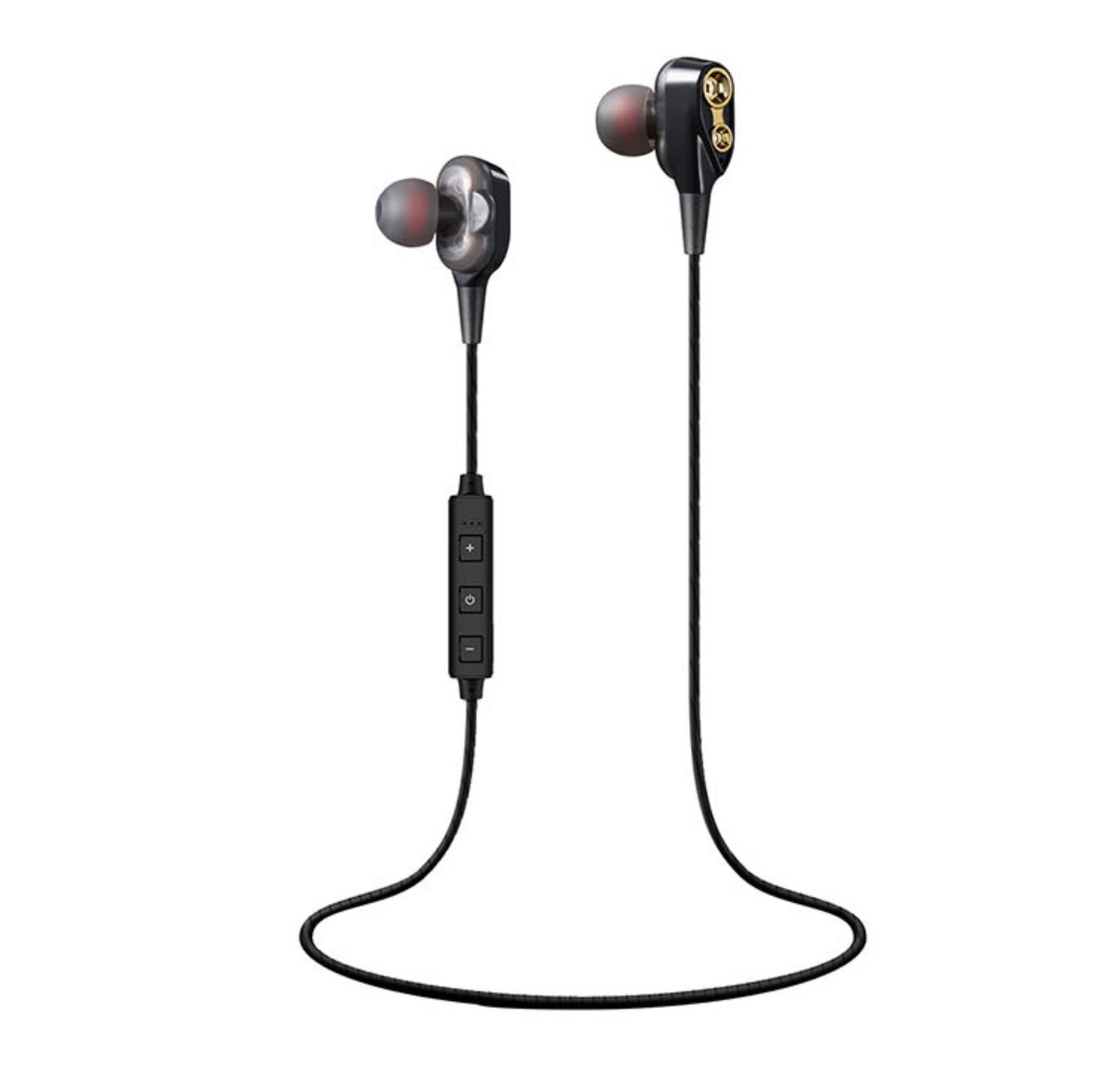 4 Speaker Wireless Bluetooth Earphone inear Sport HIFI Stereo Bass Earphones Music Headset Neckband Earbud black