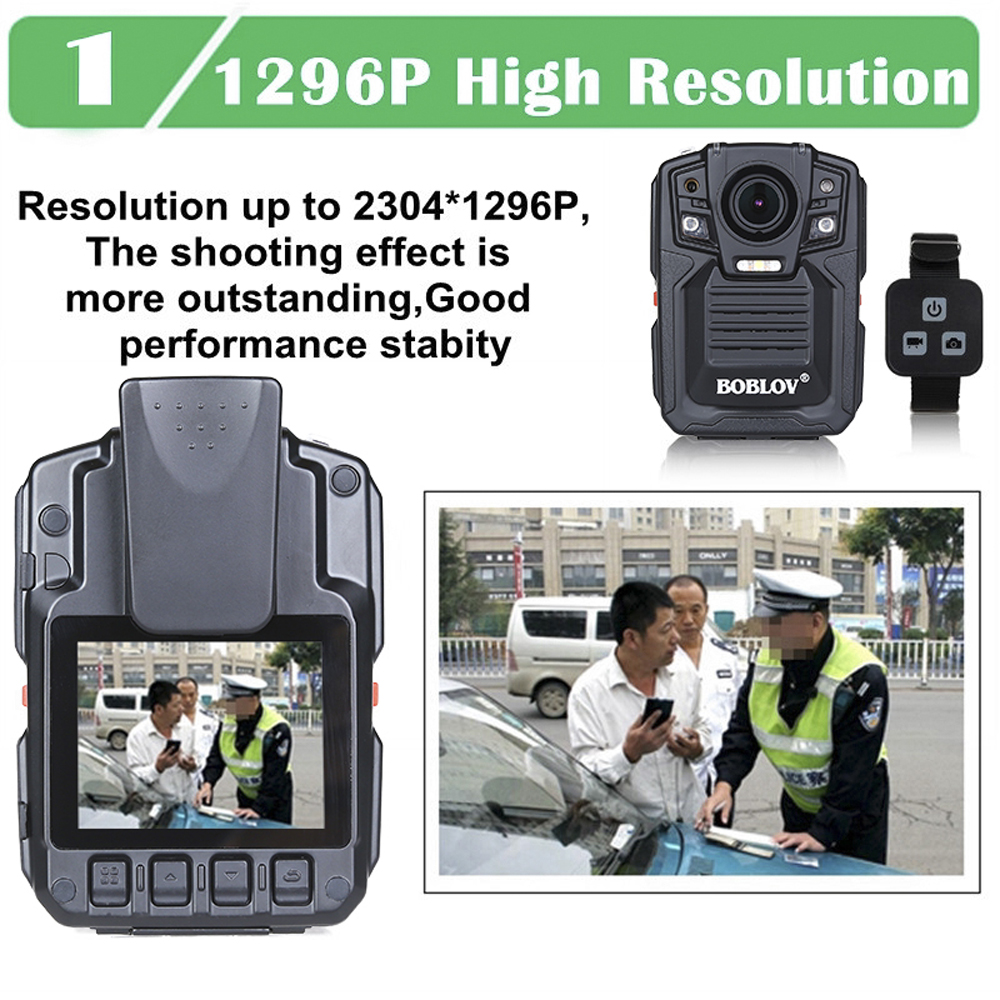 BOBLOV HD66-02 64GB HD 1296P Mini Camcorder Security Body Camera Night Vision Video Recorder GPS+ remote control version (64G)