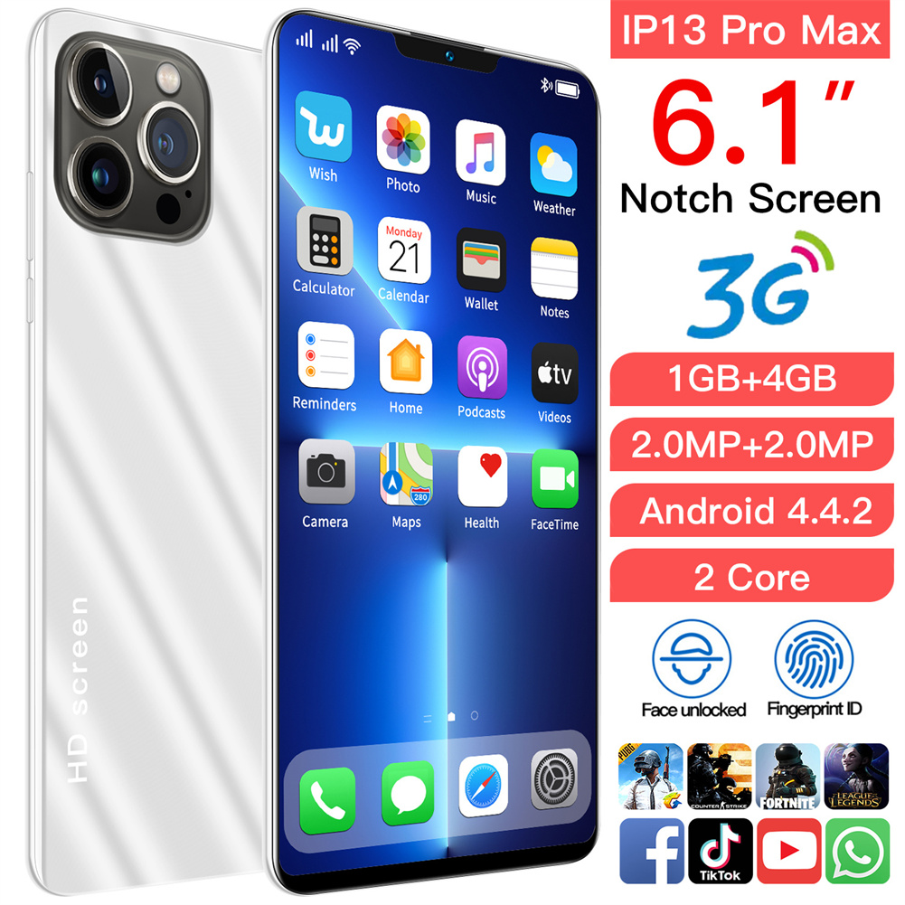 I13 Pro Max 6.1-inch Full Hd Large Screen Smartphone 1800mah Battery Mobile Phone (1+4gb) White_US Plug