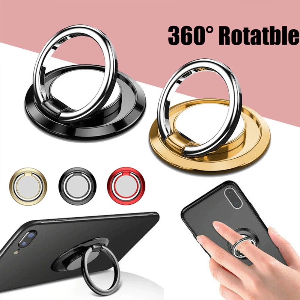 Luxury Rotatable Finger Ring  Mobile  Phone  Holder Stand, For Universal Car Magnetic Mount Phone Back Sticker Pad Bracket black