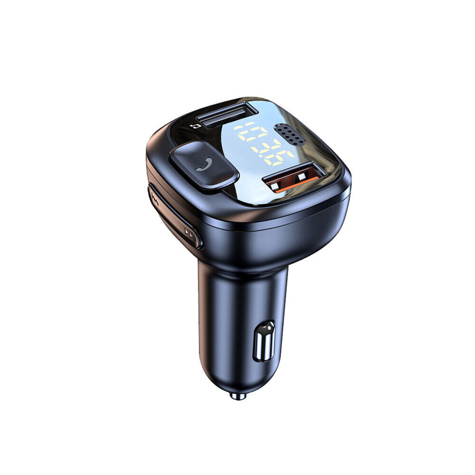 T08 Wireless FM Radio Transmitter For Car Dual USB QC3.0 Fast Charging V5.0 Handsfree Calling Audio Receiver MP3 Music Player black