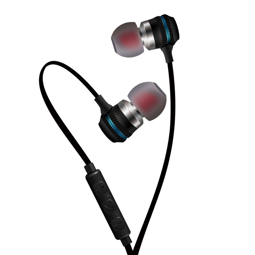 In-ear Wire-controlled Stereo Metal Magnetic Absorption Earphone dark blue