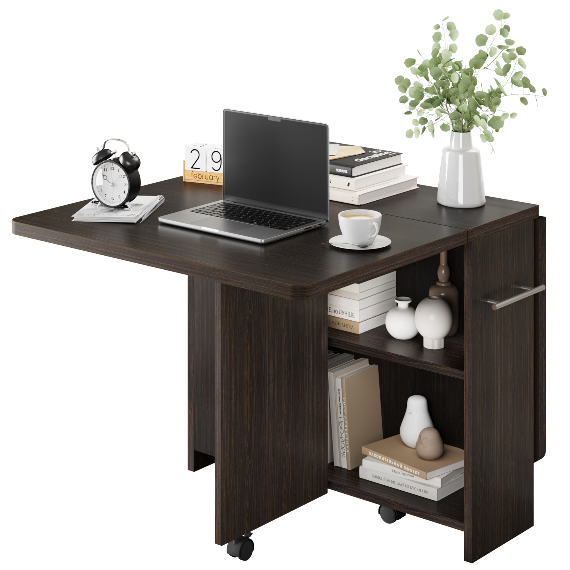 US GARVEE Drop Leaf Small Space Saving Folding Dining Table, Dark Walnut