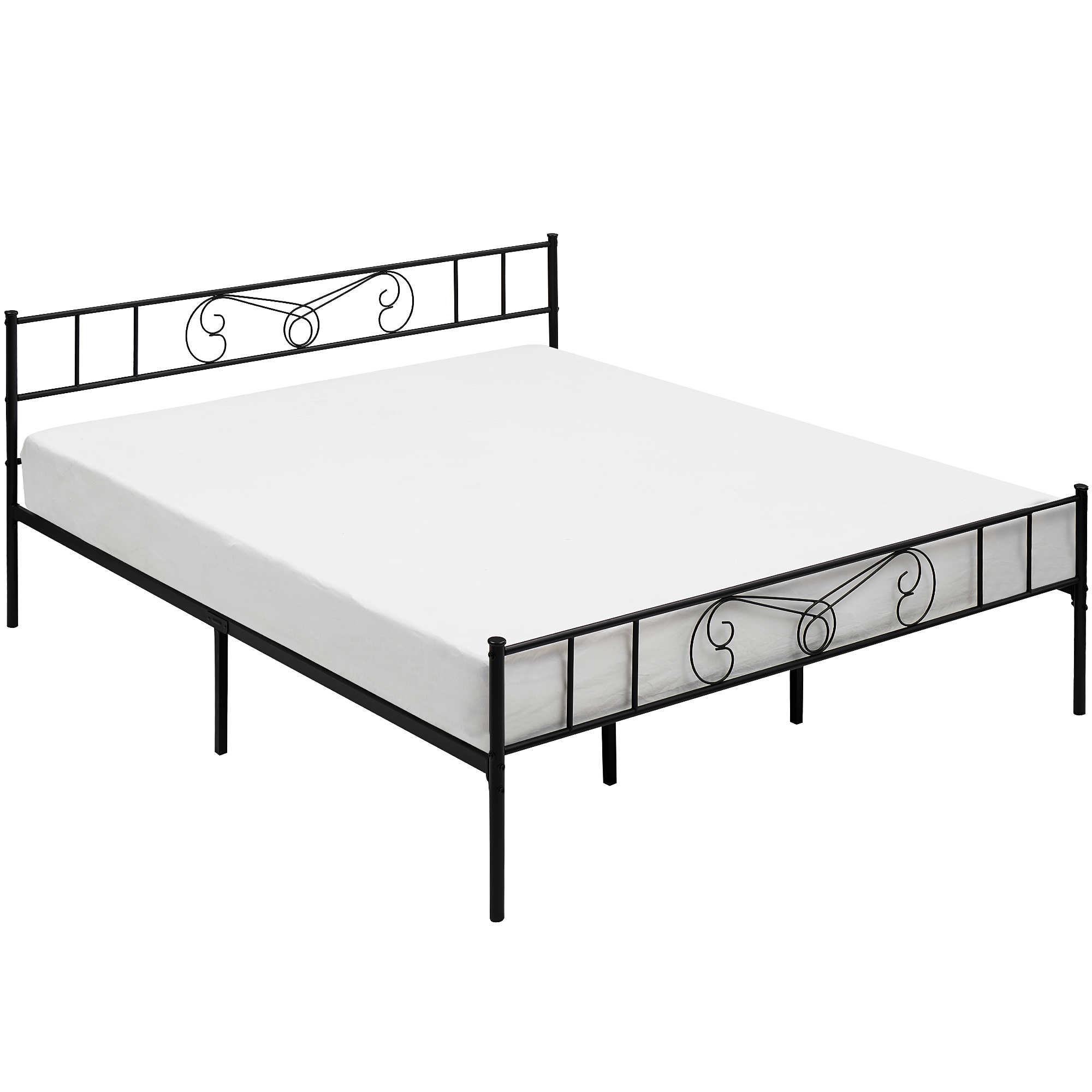 US GARVEE King Bed Frame Platform with Headboard and Footboard Metal Bed Mattress Foundation with Storage No Box Spring Needed Black