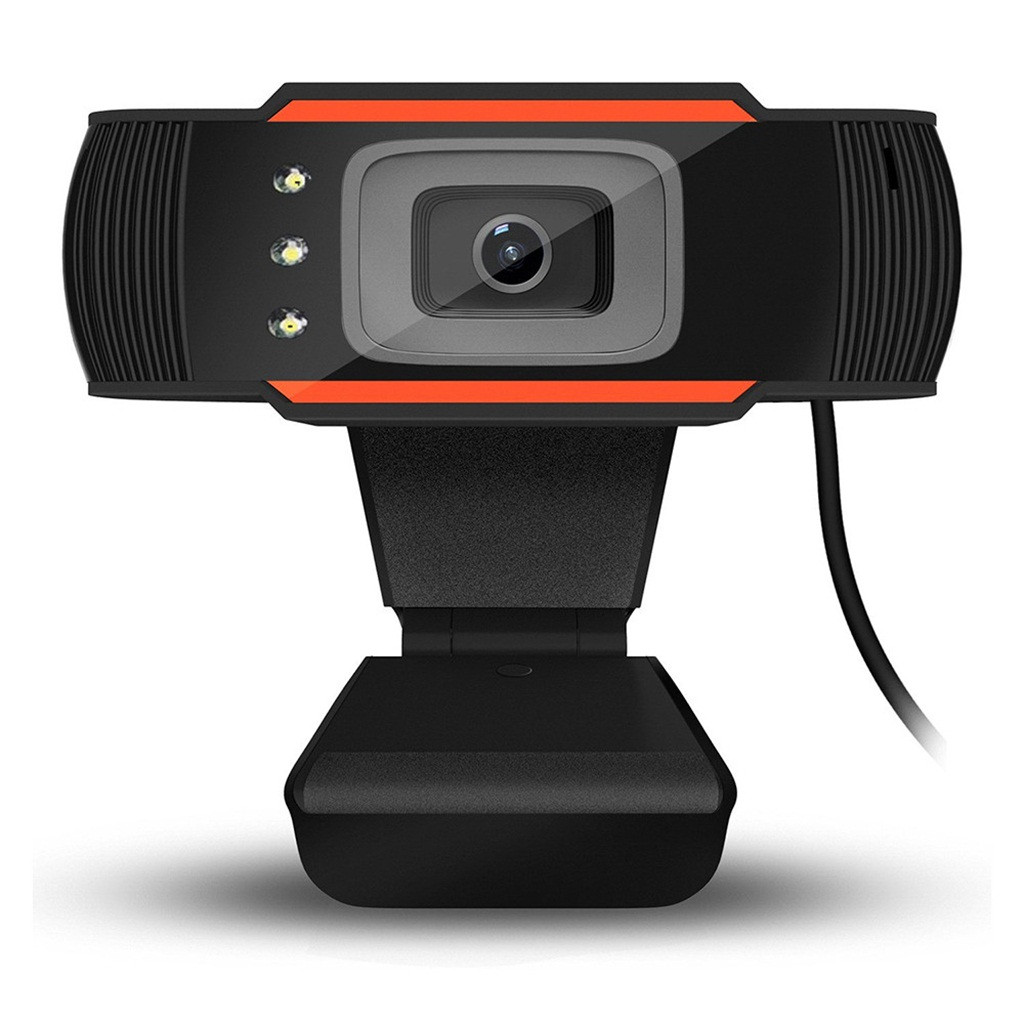 3LEDs Web Camera 12MP 720P HD Webcam USB Camera with Microphone for Computer PC Laptop Orange