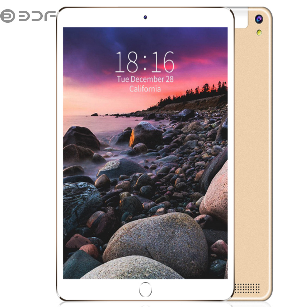 BDF 10.1 inch Tablet Computer MTK 6580 3G / 4G Call Tablet PC Android 7.0 5000mAh Battery Golden_Leather case-European regulations