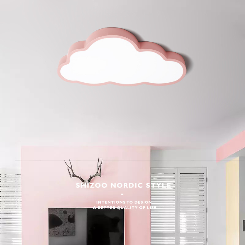 36W/48W LED Cartoon Cloud Shape Ceiling Light for Decoration 220V Pink 3 colors dimming_50X28CM_(57x35x12CM 1.7KG)