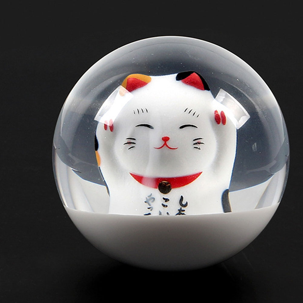 1 Set Acrylic Fortune Lucky Cat Round Gear Ball Shift Knob Adapter Translucent