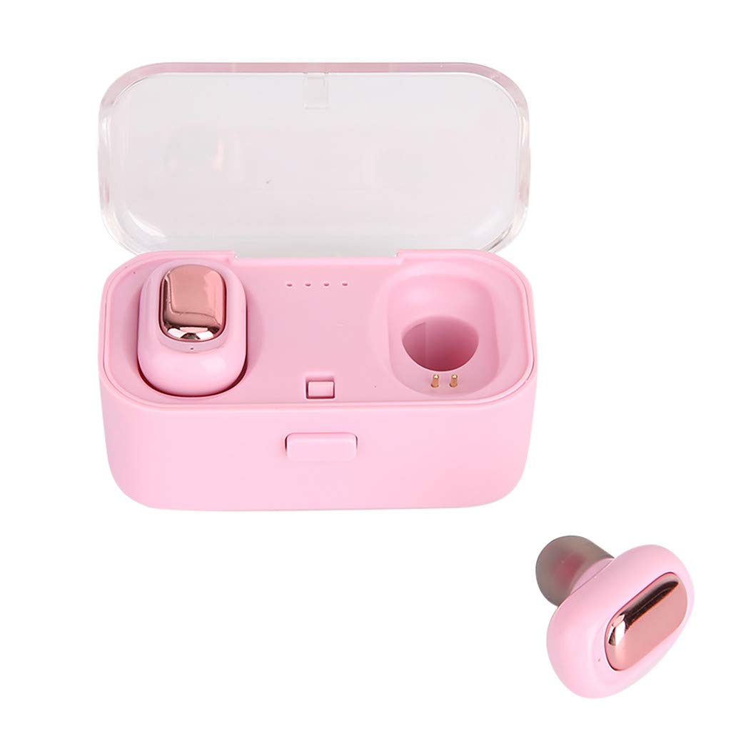 Mini Wireless Earphones Bluetooth Earphones 3D Stereo Sound Earbuds with Charging Box Pink