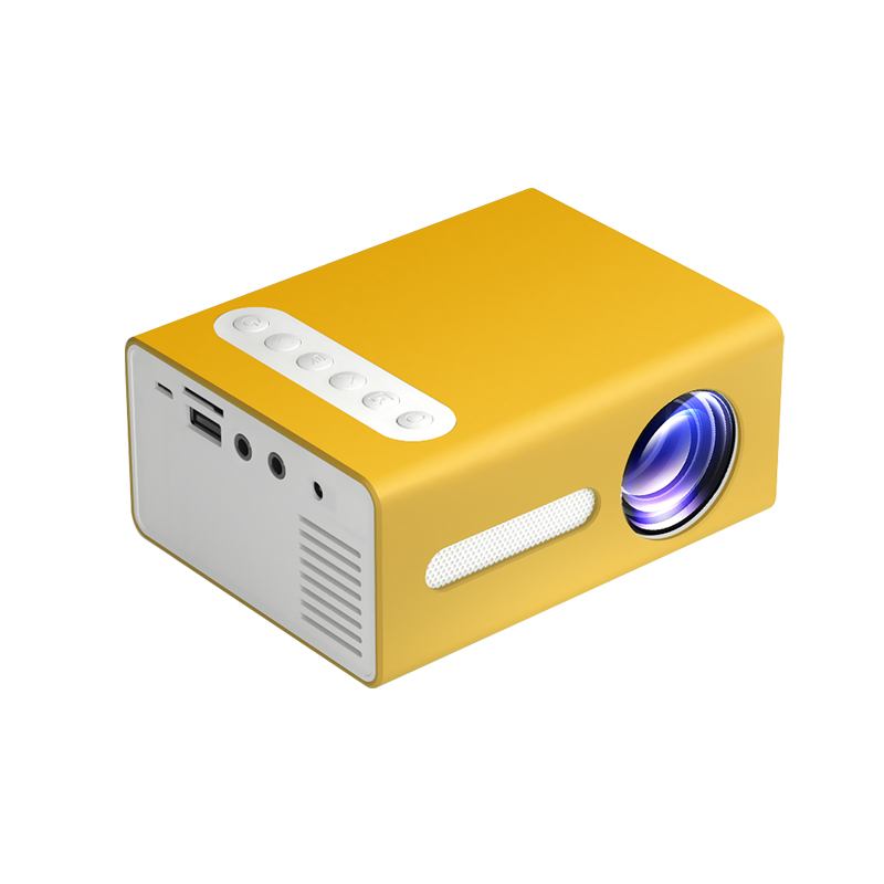 T300 LED Mini Projector Portable Kids Home RC Media Audio Player yellow_British regulatory