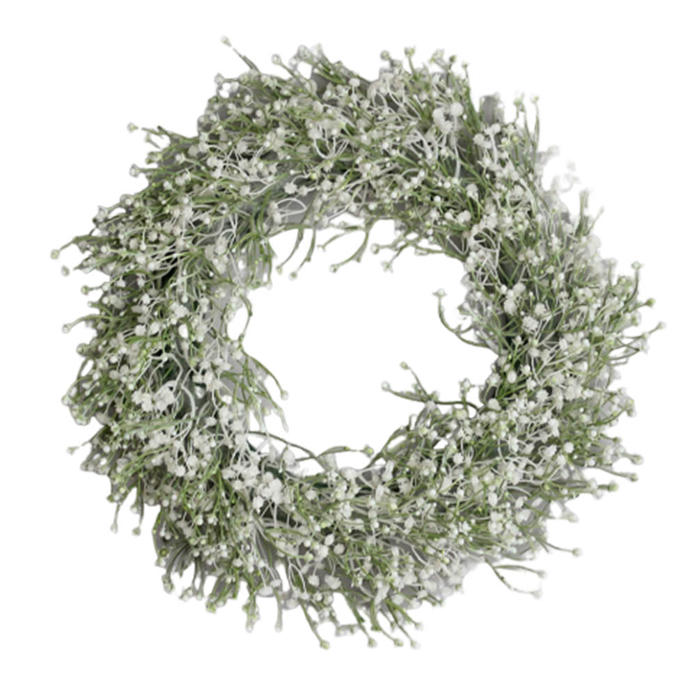 Artificial Babysbreath Wreath Garland for Party Weddings Front Door Decoration white_40CM