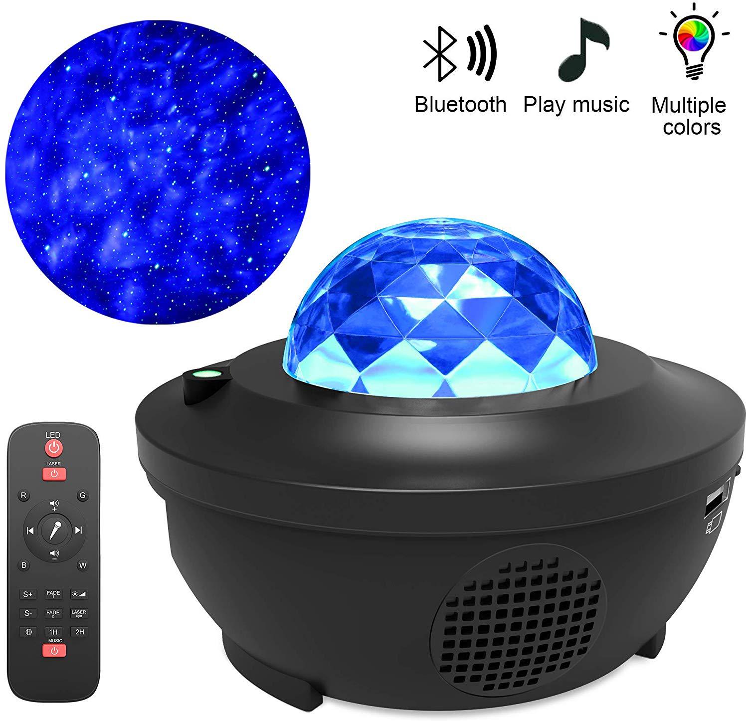 US LED Colorful Starry Projector Blueteeth USB Voice Control Music Player Projection Lamp black
