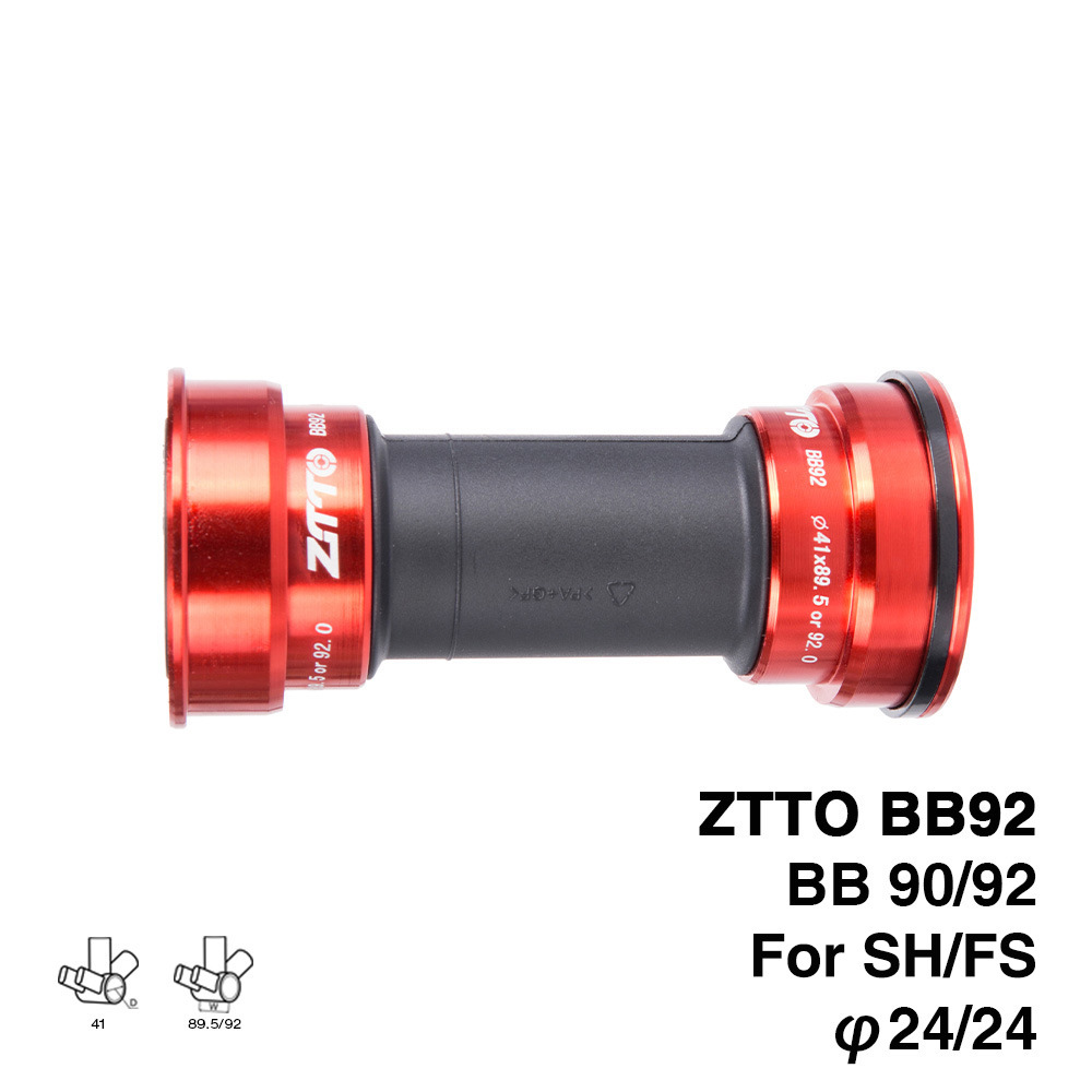 Bicycle Axle ZTTO BB92 MTB Road Mountain Bike Bicycle Press Fit Bottom Brackets For Parts Prowheel 24mm Crankset Chainset red