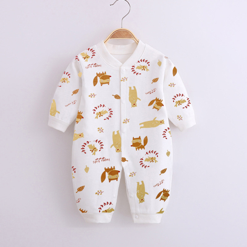 Baby Romper Infant Cotton Long Sleeves Cute Printing Breathable Jumpsuit For 0-1 Years Old Boys Girls Little animal 6-9M 73CM