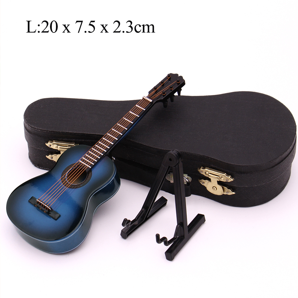 Mini Guitar Miniature Model Classical Guitar Miniature Wooden Mini Musical Instrument Model Collection L: 20cm_Classical guitar blue