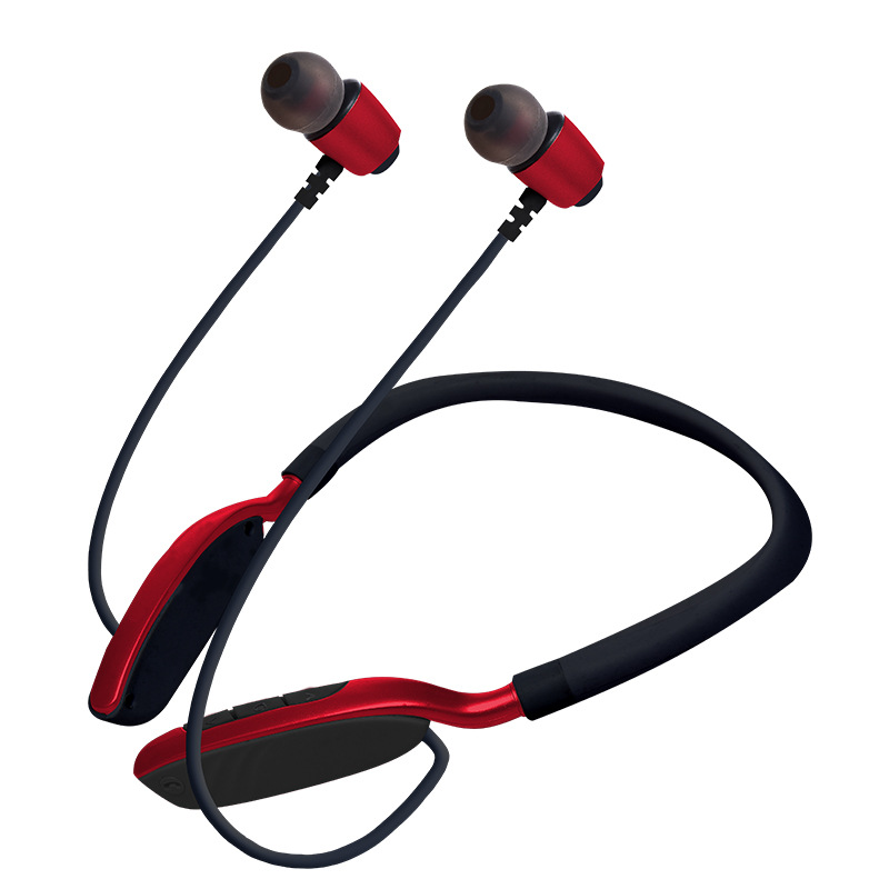 Wireless Sports Bluetooth Earphone Hanging Neck Card Stereo Sports Bluetooth Headset red