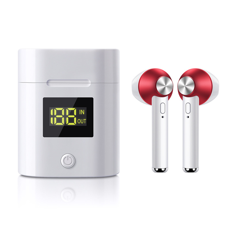 TWS Bluetooth Headset Stereo 5.0 Auto On Pairing Power Display In Ear Headphone red