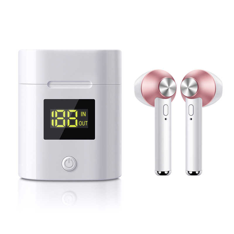 TWS Bluetooth Headset Stereo 5.0 Auto On Pairing Power Display In Ear Headphone Rose gold