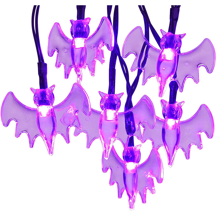 US CYNDIE LED Solar String Light Purple Bat Light for Halloween Party Decorations