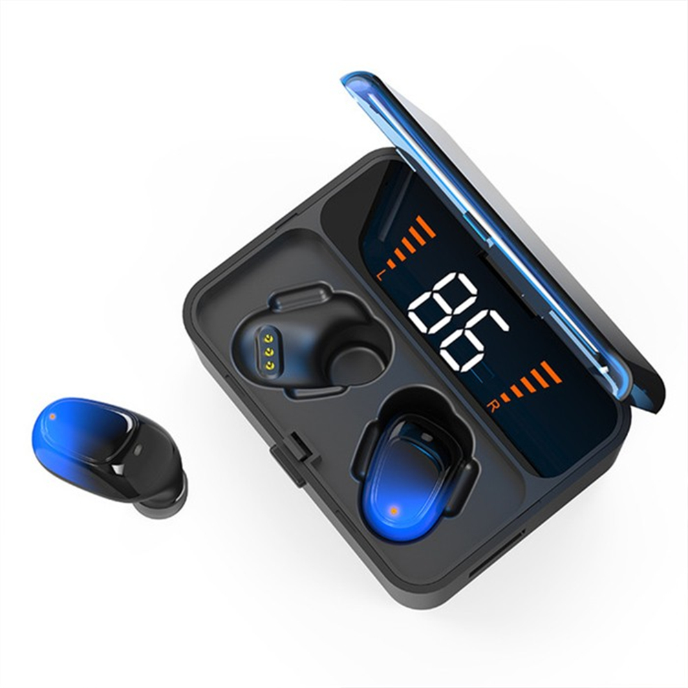 ES01 TWS Bluetooth Earphone V5.0 Touch Wireless Earbuds 9D Stereo Sport Waterproof Headset blue