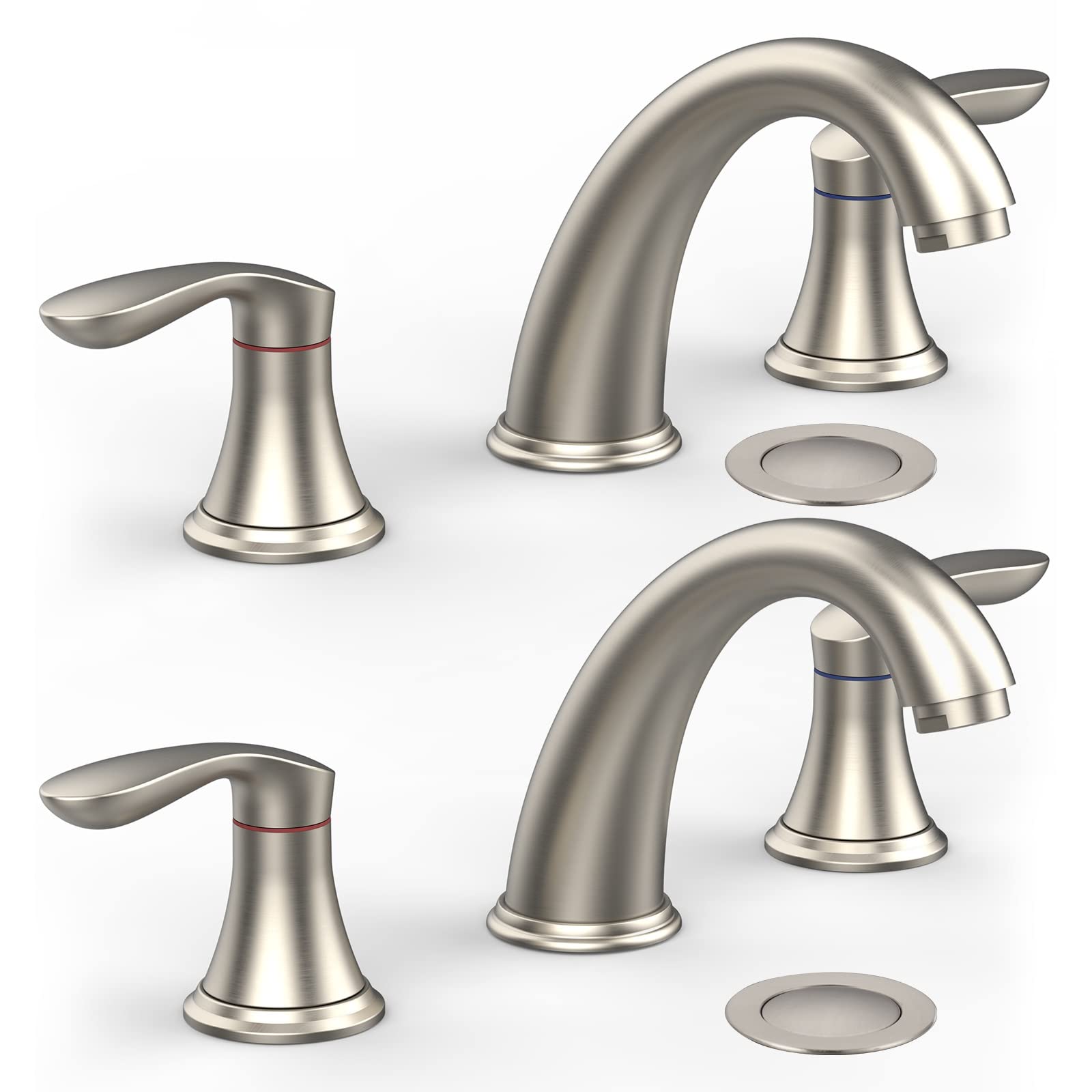 US GARVEE Bathroom Sink Faucet Faucet For Bathroom Sink Widespread Brushed Nickel Bathroom Faucet 3 Hole