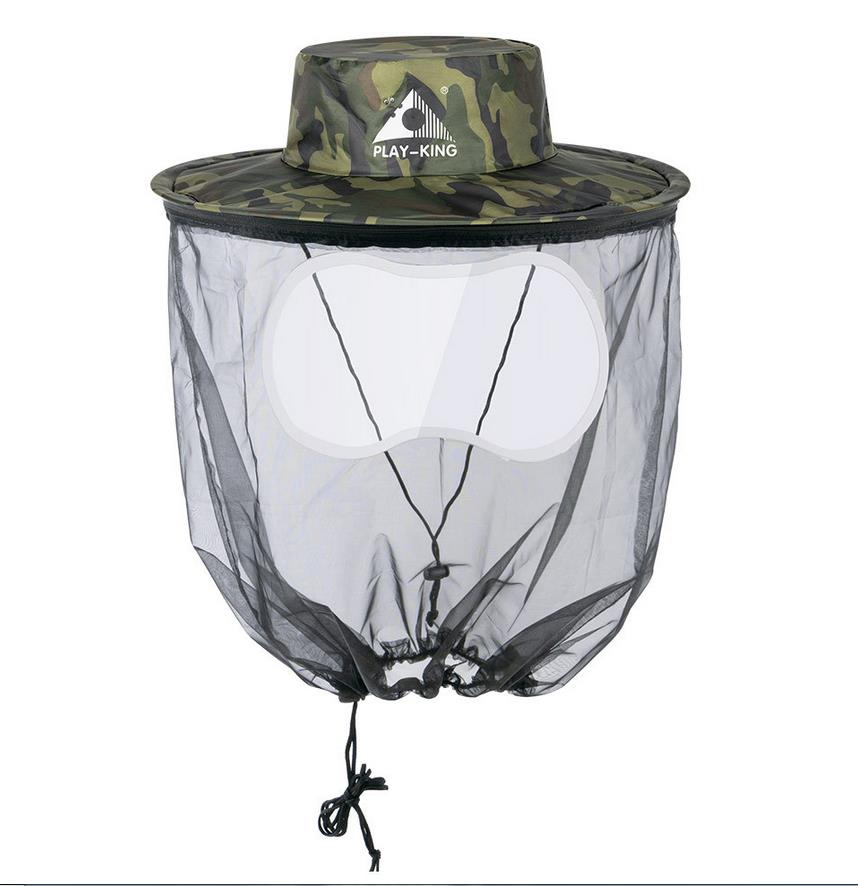 Men Fishing Cap Wide Brim Visor Sunshade Bee Keeping Mesh Hat Insects Mosquito Prevention Neck Head Cover Army green camouflage