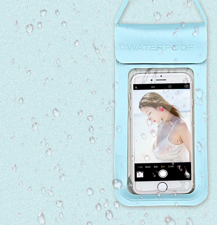 Swimming Waterproof Bag Touch Screen Underwater Phone Case  Light blue_6.4 inch