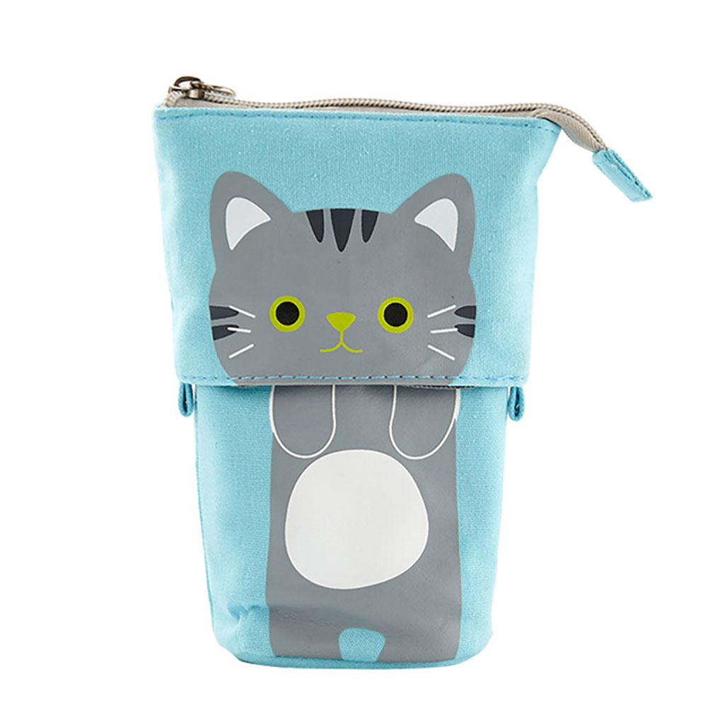 Portable Pencil Pouch Standing Pen Holder Cute Pencil Bags Stand Up Pen Case Cartoon Pencil/Pens Storage Box