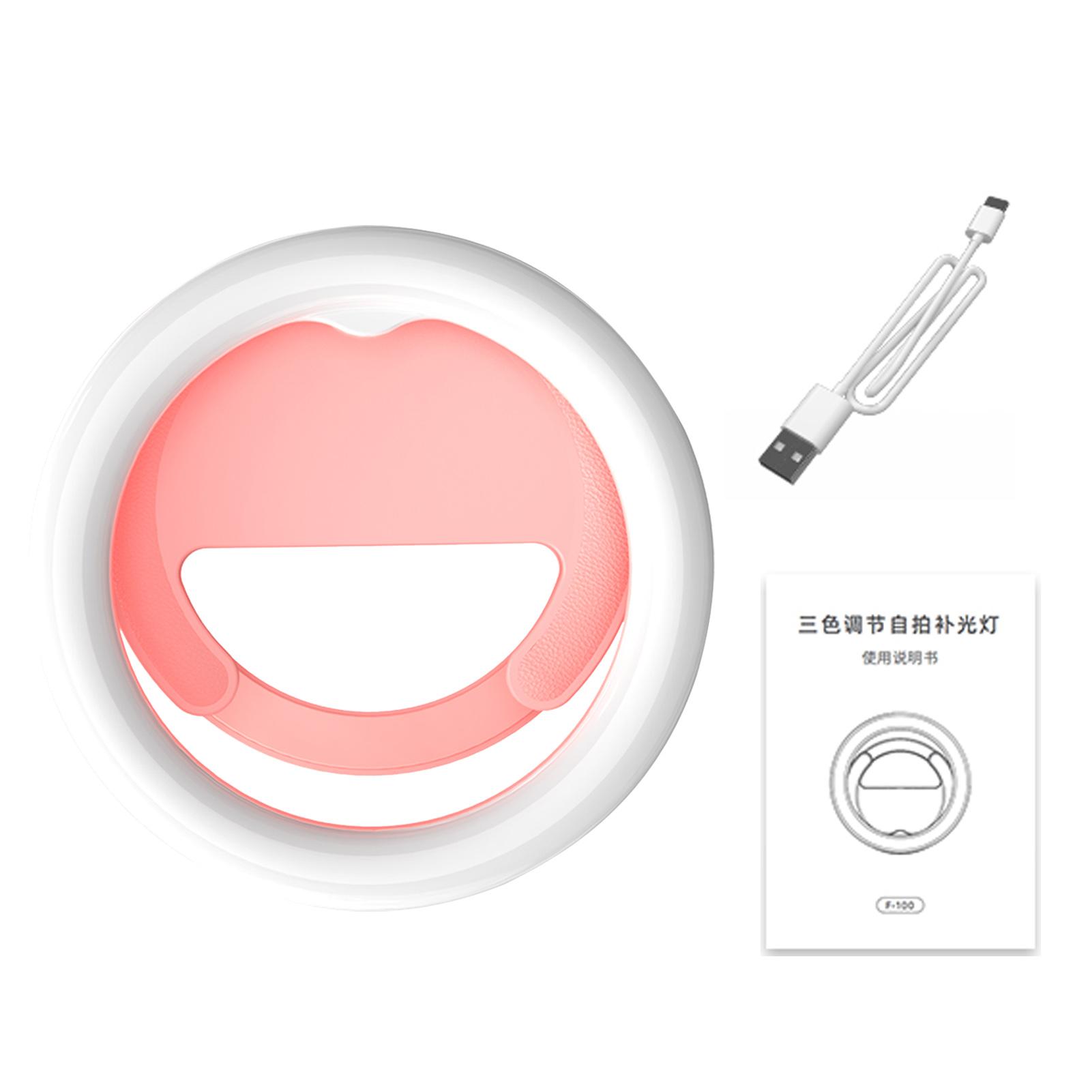 Selfie Ring Light 180° Rotatable Flexible 40LED Selfie Fill Light With Retaining Clip On For Makeup Live Stream pink