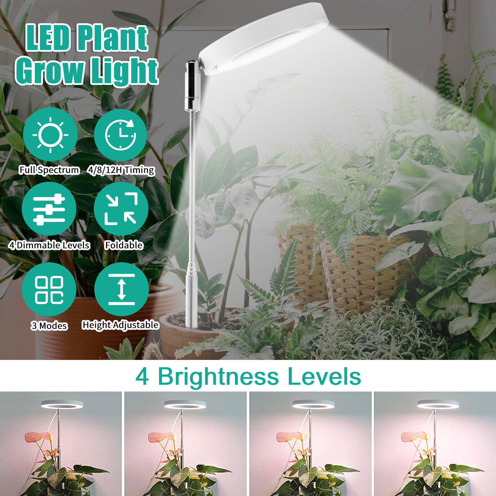 Led Telescopic Plant Grow Light Full Spectrum Timing Plant Growing Lamp For Succulent Flowers Indoor Plants 3.5 inch 5W white