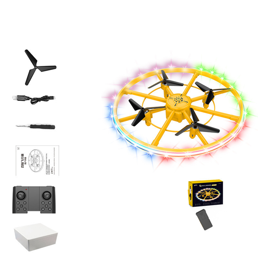 F181 Intelligent Fixed Height Dazzling Light Uav  Toys Obstacle Avoidance Gesture Remote Control Aircraft Collision-resistant Anti-fall Aircraft Foam + color box_Green-Single Battery