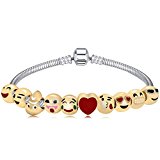 [EU Direct] Cute Charms Emoji Bracelet With 10 Pieces Smiley Faces Emoticon Beads Party Favors Gift 19cm