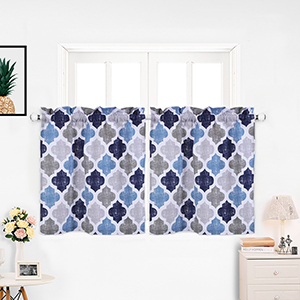 US 2pcs Pocket Window Curtain Set Polyester Cotton Kitchen Tiers