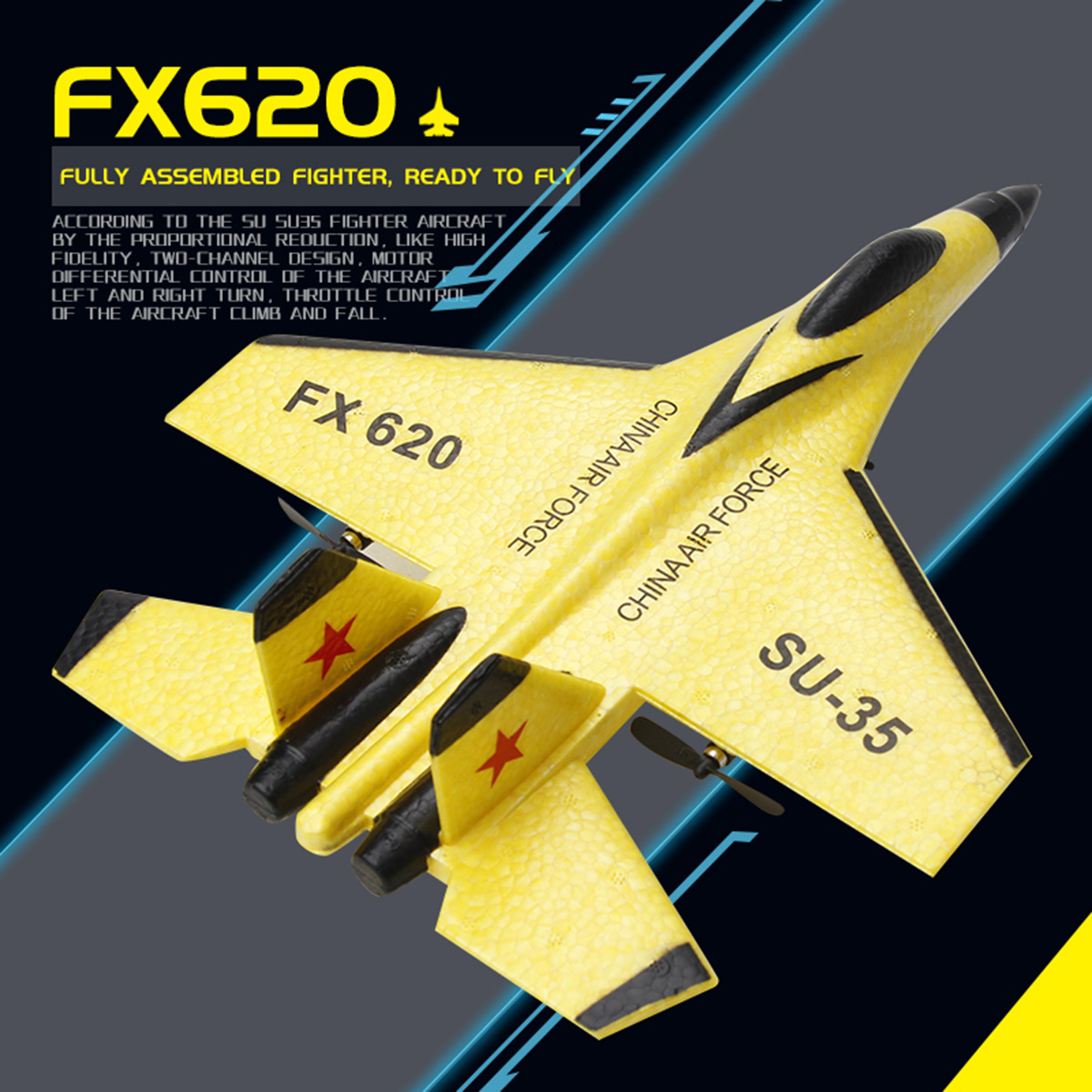 FX620 Remote Control Glider 2CH EPP Foam SU35 Fighter Electric RC Aircraft Model