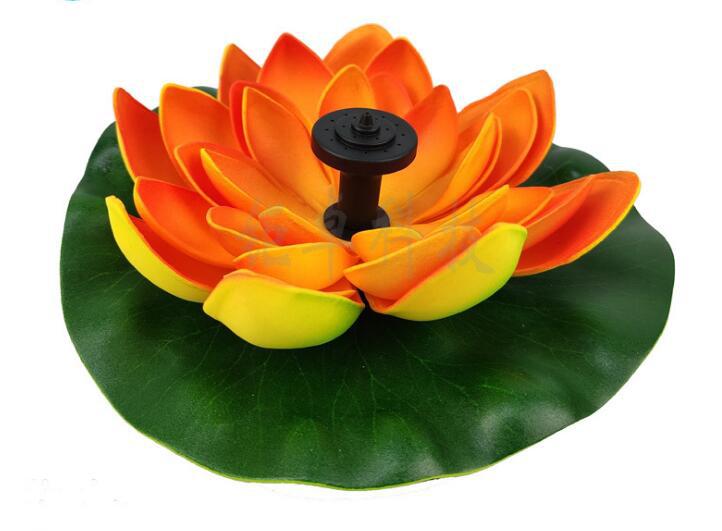 Artificial Fountains with LED Light Solar Powered Lotus Light Lamp with Water for Decoration Orange_R0903A