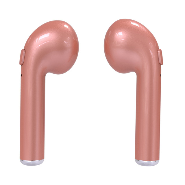 Wireless Bluetooth Headset Mini Binaural Stereo Earphone for All Smartphone Flat Devices Rose gold