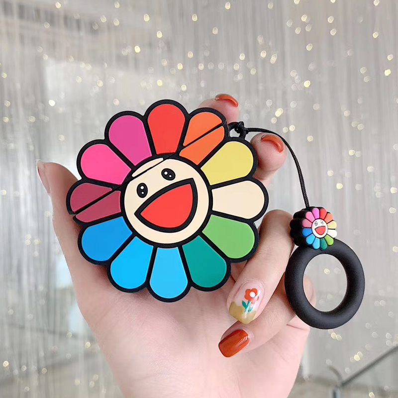 Rainbow Flower Headphone Cases for Apple Airpods 1/2/3 Silicone Earphone Cover Travel Storage