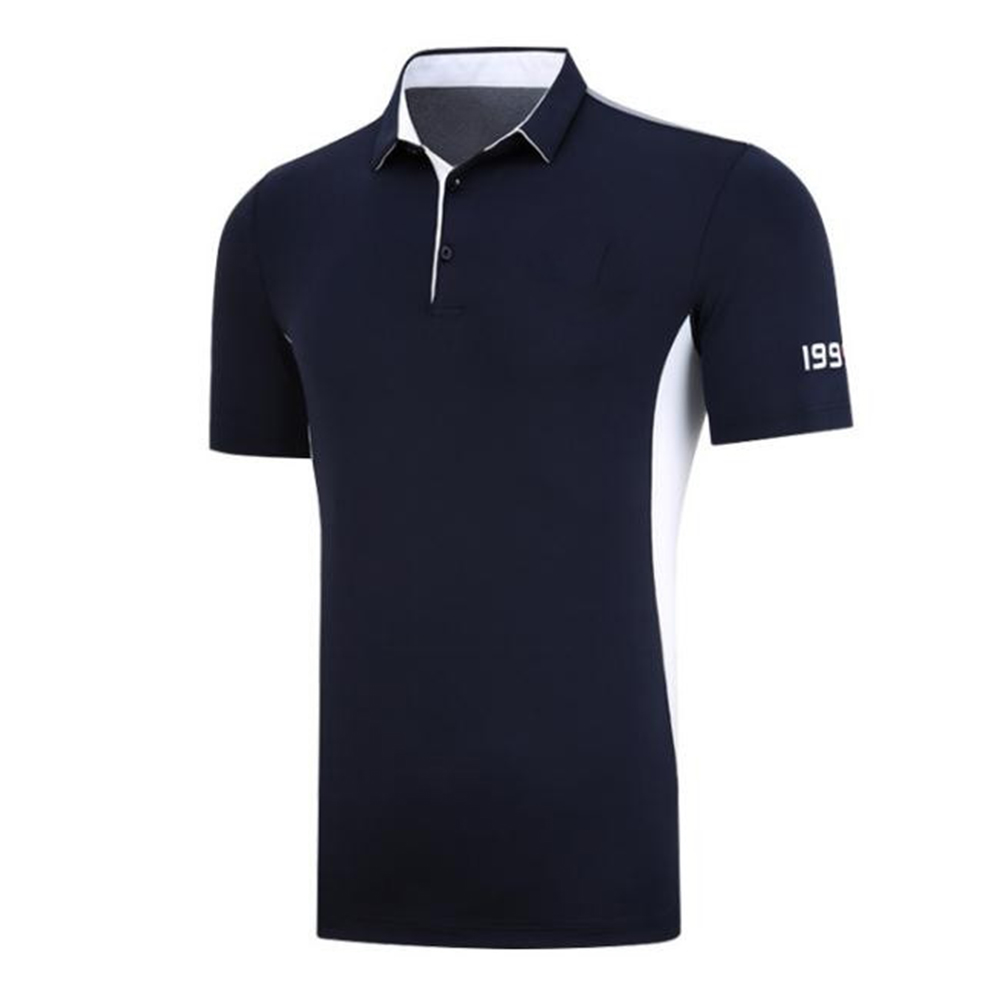Fast Dry Breathable Golf Clothes Male Short Sleeve T-shirt Polo Shirt Navy_M
