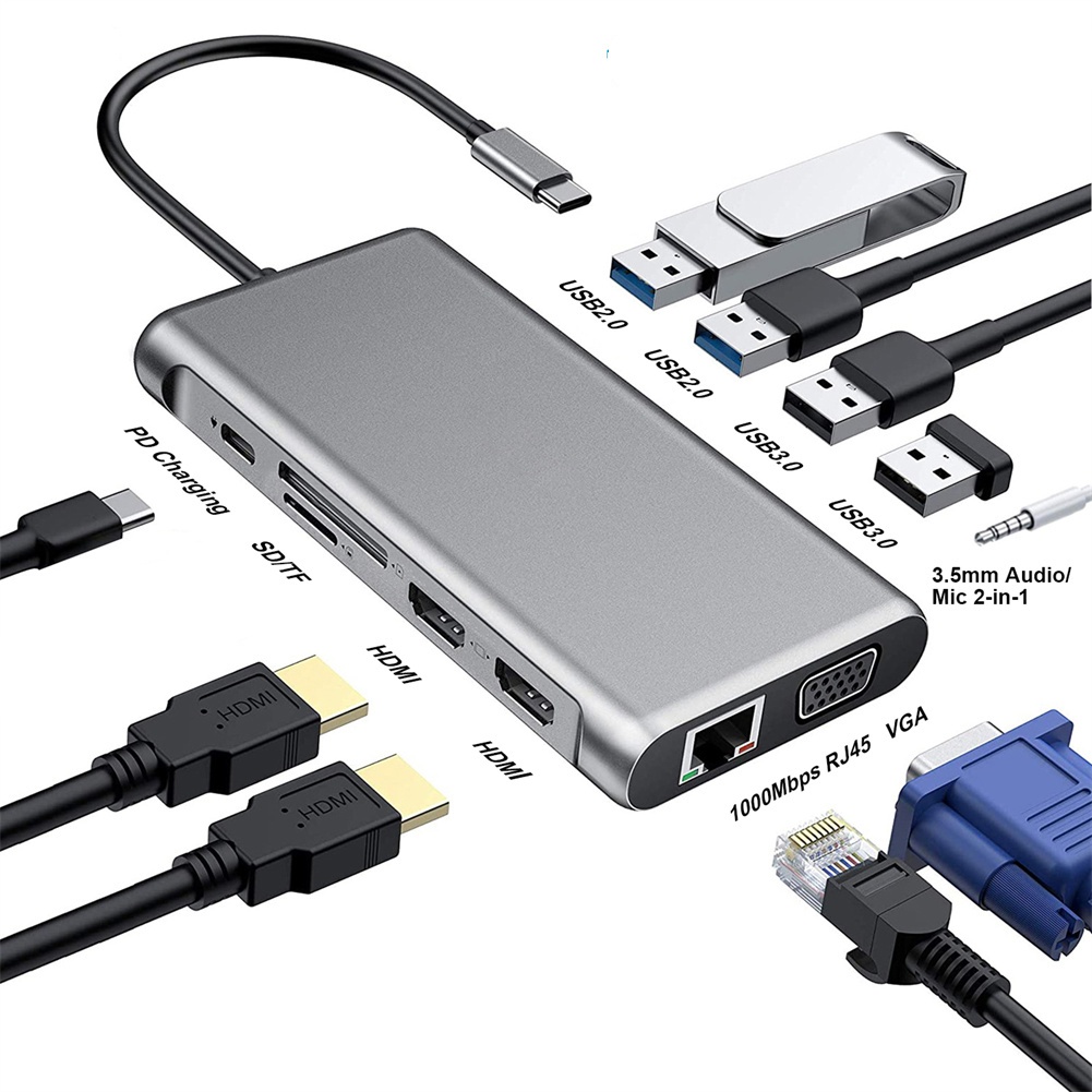 Multiport USB C Hub Adapter Charging Block Charging Hub 12 In 1 Charger Adapter
