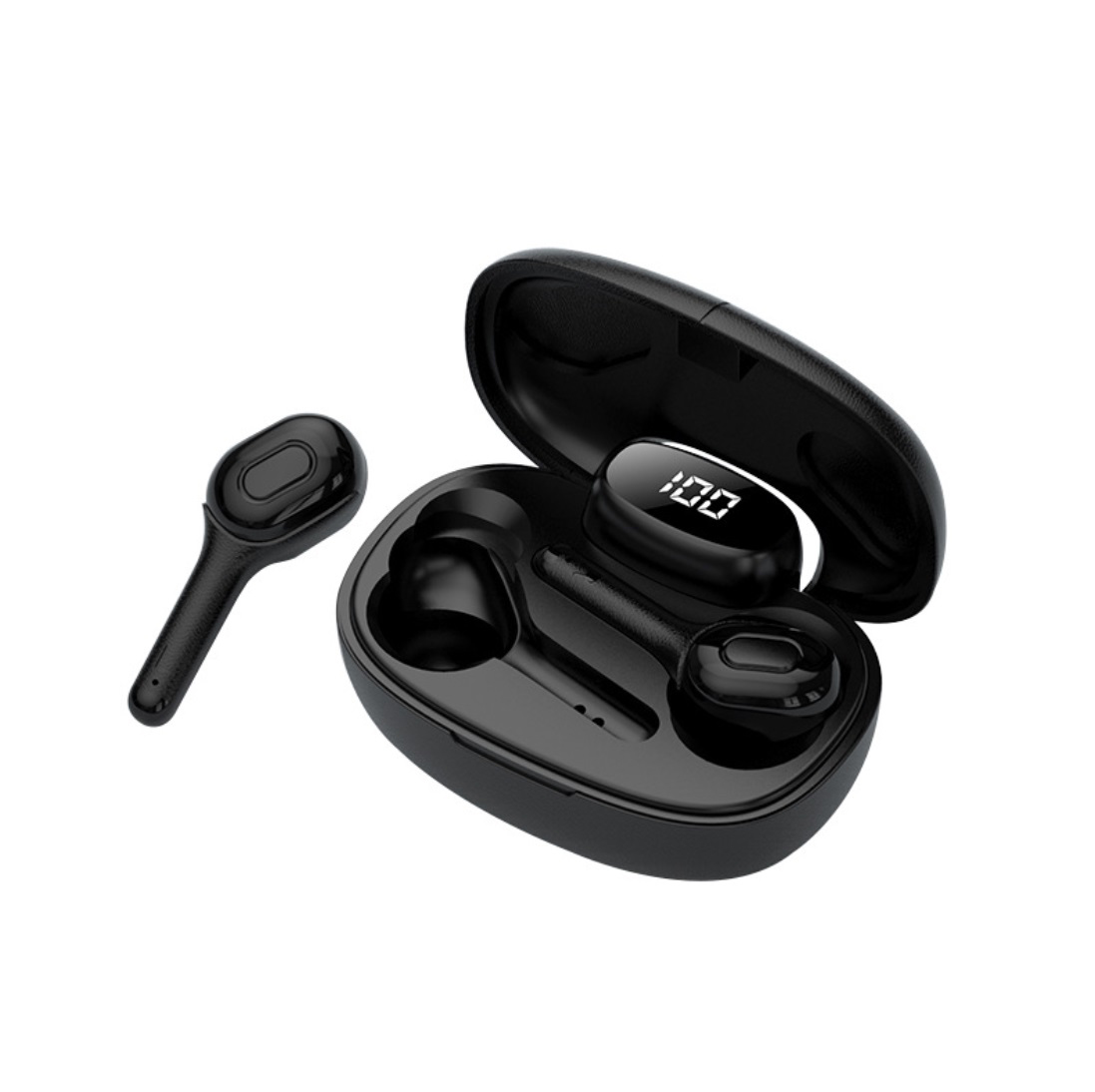 Wireless Headset Bluetooth 5.0 Digital Display TWS Smart Stereo Two-way Voice Translation Headphone Black-without translation