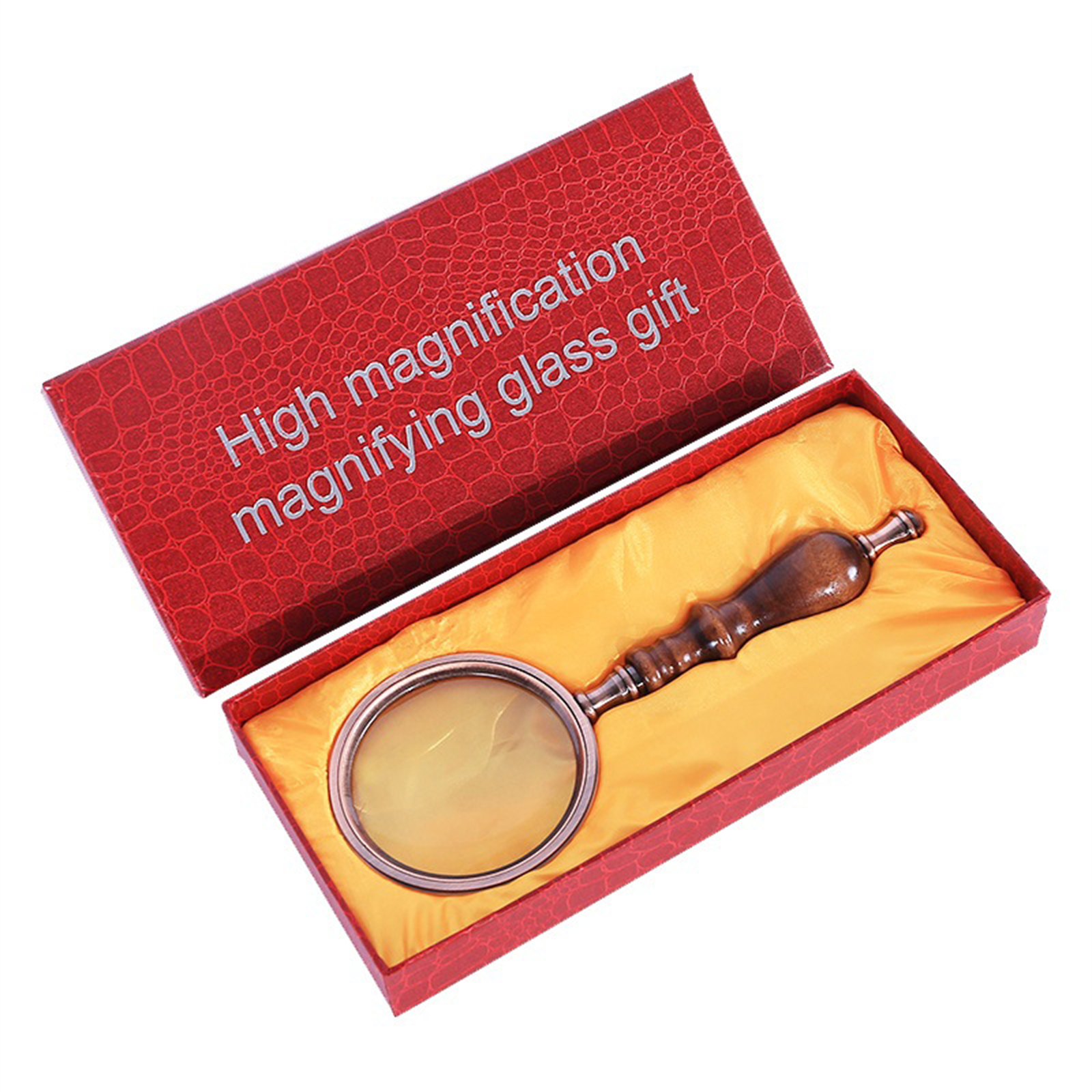 10x Handheld Magnifier Ergonomic Wooden Handle Portable Retro Magnifying Glass